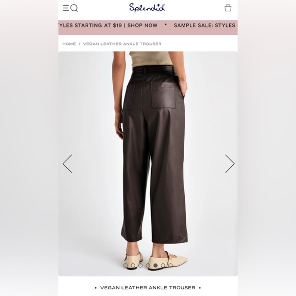 Splendid Vegan Leather Ankle Trouser - Brown - Picture 2 of 6